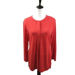 Lauren Ralph Lauren Coral Orange Button Front Tunic Blouse Size Large